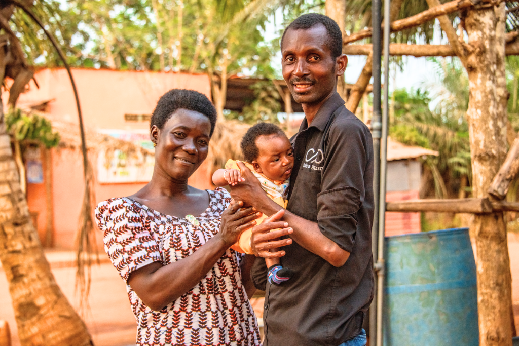 Adjowa and her husband with baby Eyram